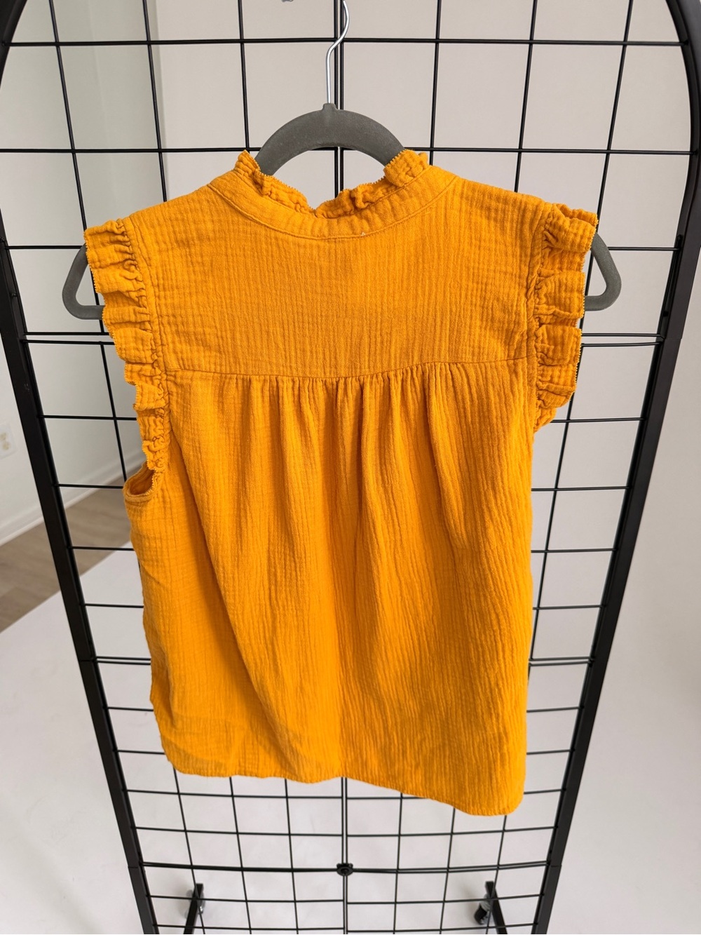 JCrew Sleeveless Ruffled Yoke Top in Mustard
